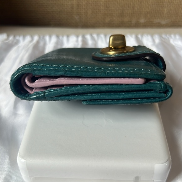 HTF Coach Ergo Teal Turquoise Turnlock Wallet - Picture 5 of 11